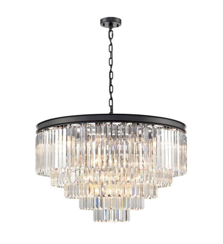 Franklite FL2413-27 Perdita 27 Light Matt Black Crystal Pendant