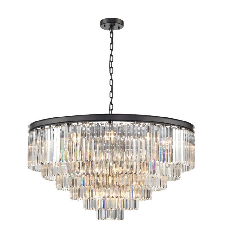 Franklite FL2413-30 Perdita 30 Light Matt Black Crystal Pendant