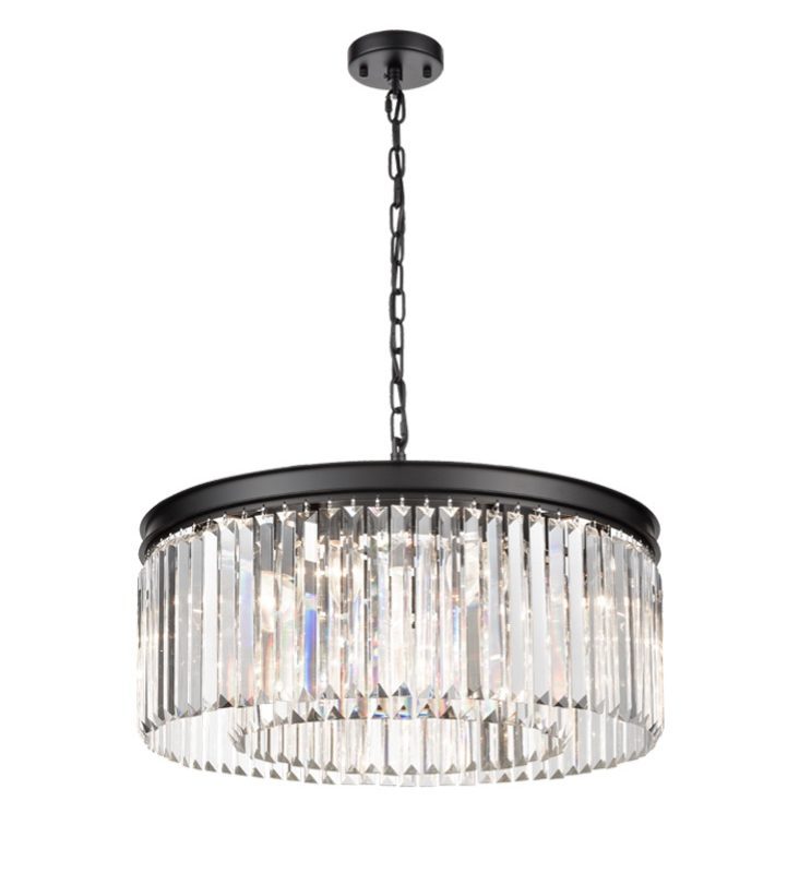 Franklite FL2413-8 Perdita 8 Light Matt Black Crystal Pendant