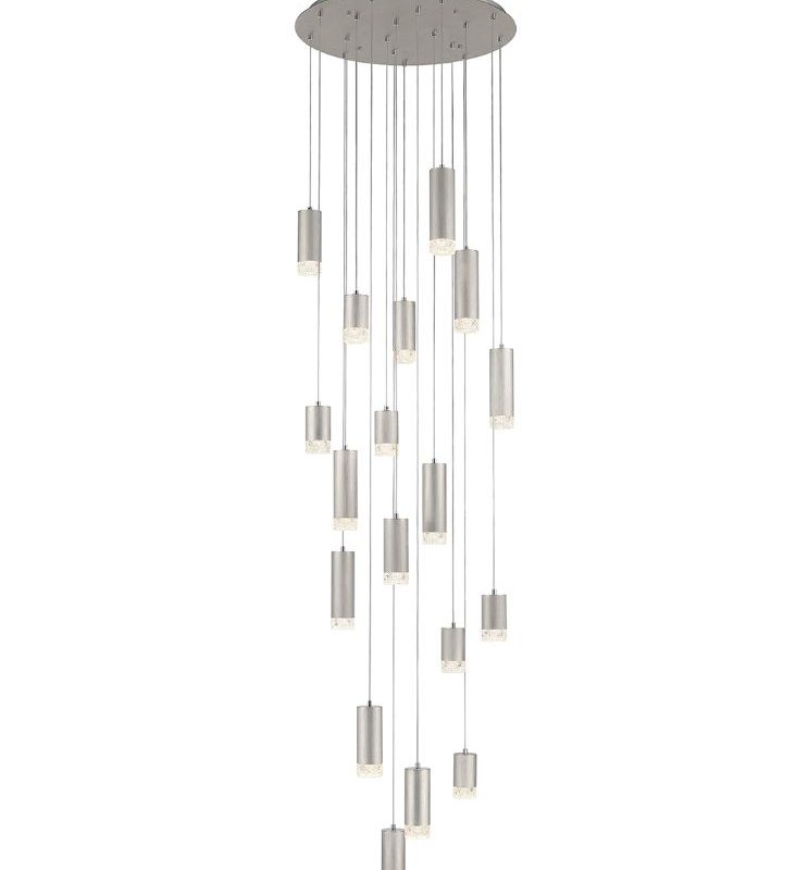 Franklite FL2414-18 Cordelia 18 Light Spiral Ceiling Pendant Satin Brushed Silver