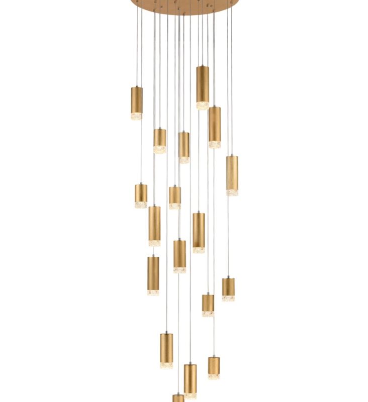Franklite FL2415-18 Cordelia 18 Light Spiral Ceiling Pendant Satin Brushed Gold