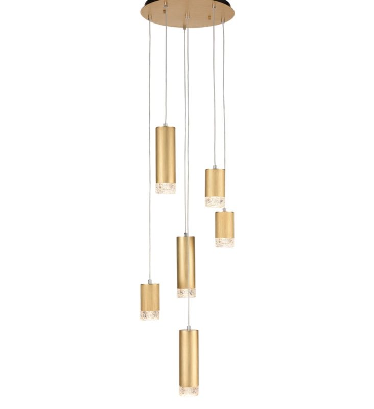 Franklite FL2415-6 Cordelia 6 Light Spiral Ceiling Pendant Satin Brushed Gold