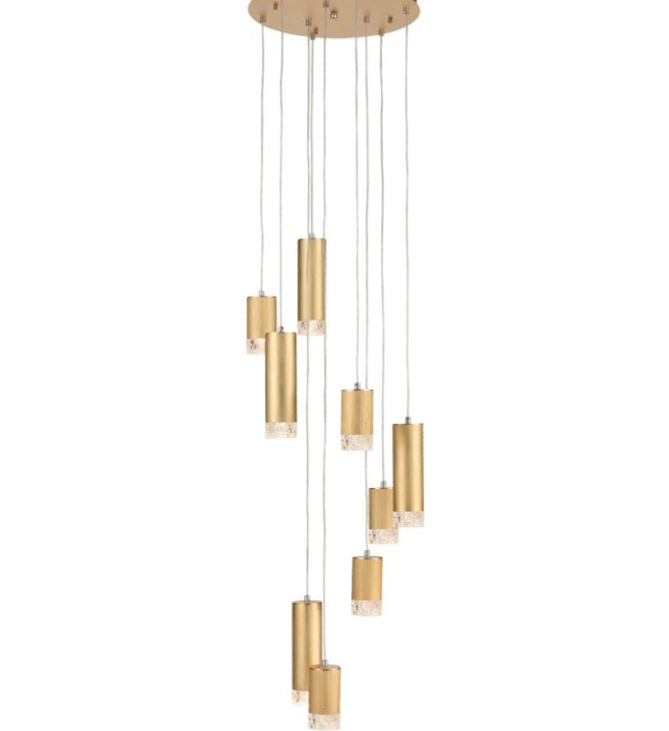 Franklite FL2415-9 Cordelia 9 Light Spiral Ceiling Pendant Satin Brushed Gold