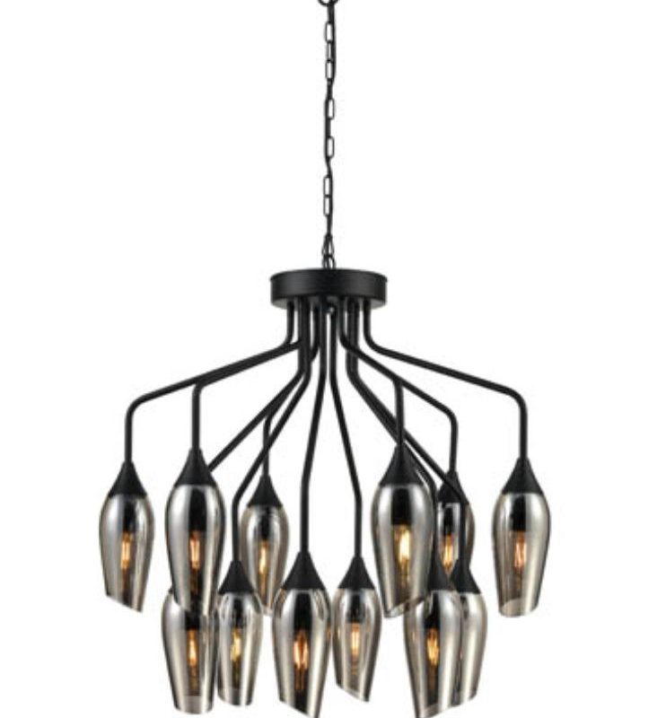 Franklite FL2420/12/345 Taper 12 Light Modern Matt Black Pendant