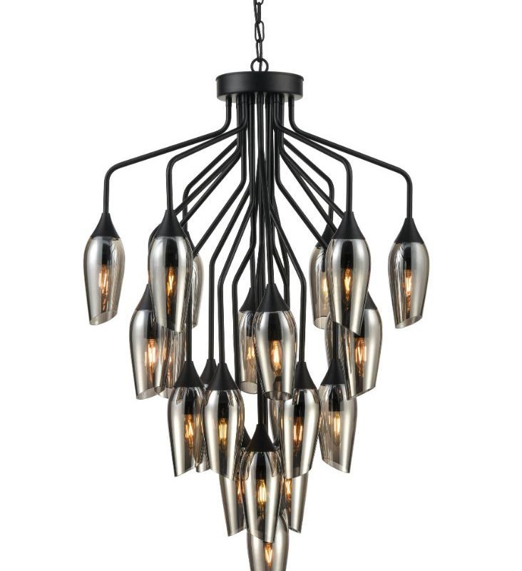 Franklite FL2420/22/345 Taper 22 Light Modern Matt Black Pendant