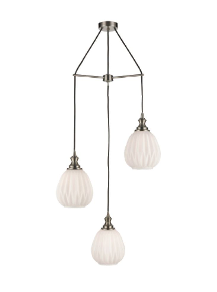 Stairwell Lighting | Matt White 3 Light Pendant