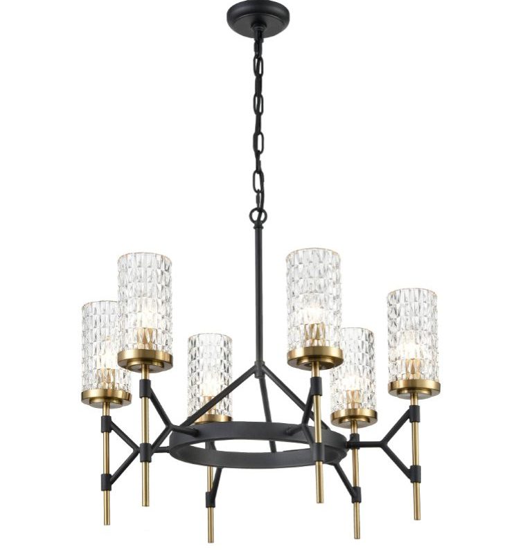 Franklite FL2424-6 Emperor 6 light Matt Black/Gold