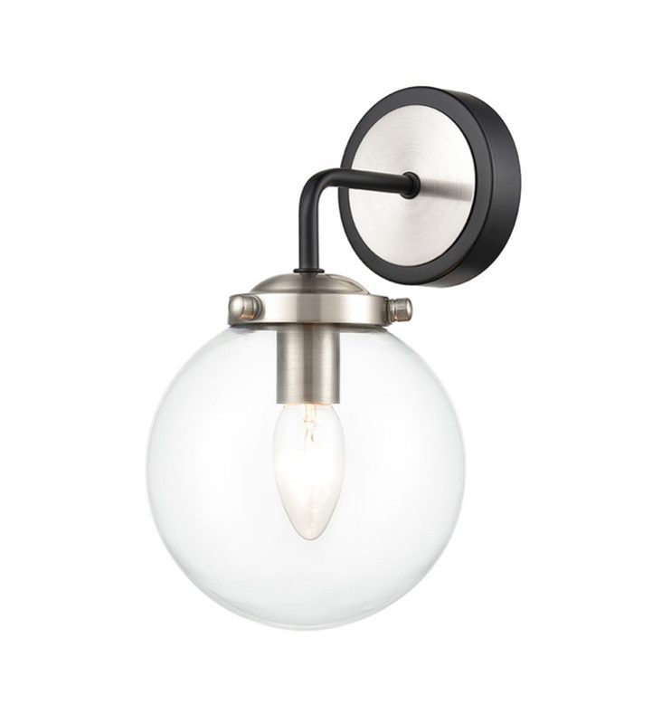 Franklite FL2437-1 Lithos 1 Light Wall Light Black/Satin Nickel