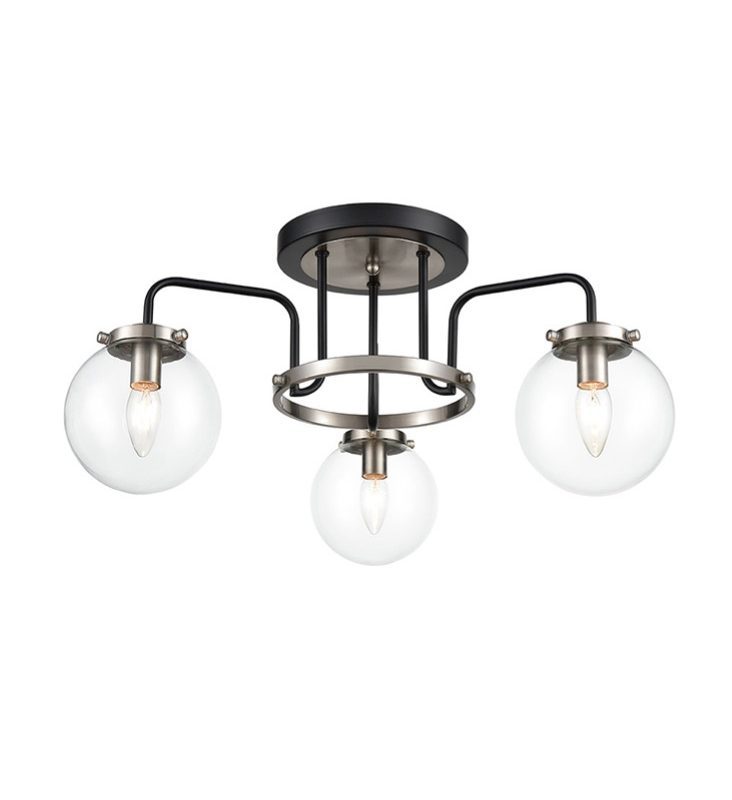 Franklite FL2437-3 Lithos 3 Light Ceiling Light Black/Satin Nickel