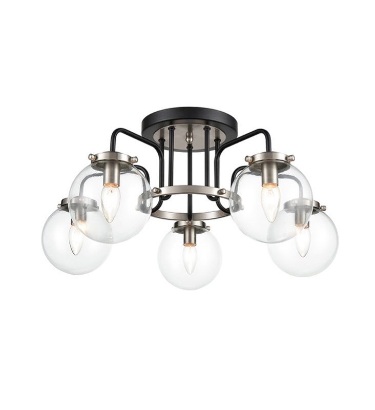 Franklite FL2437-5 Lithos 5 Light Ceiling Light Black/Satin Nickel