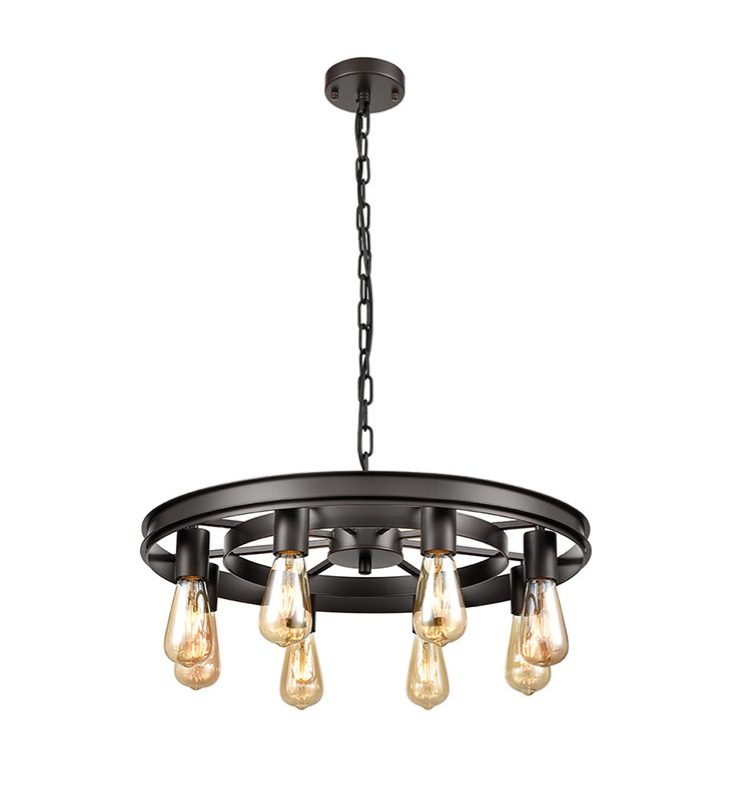 FL2445/8 Wheel 8 Light Dark Bronze Pendant