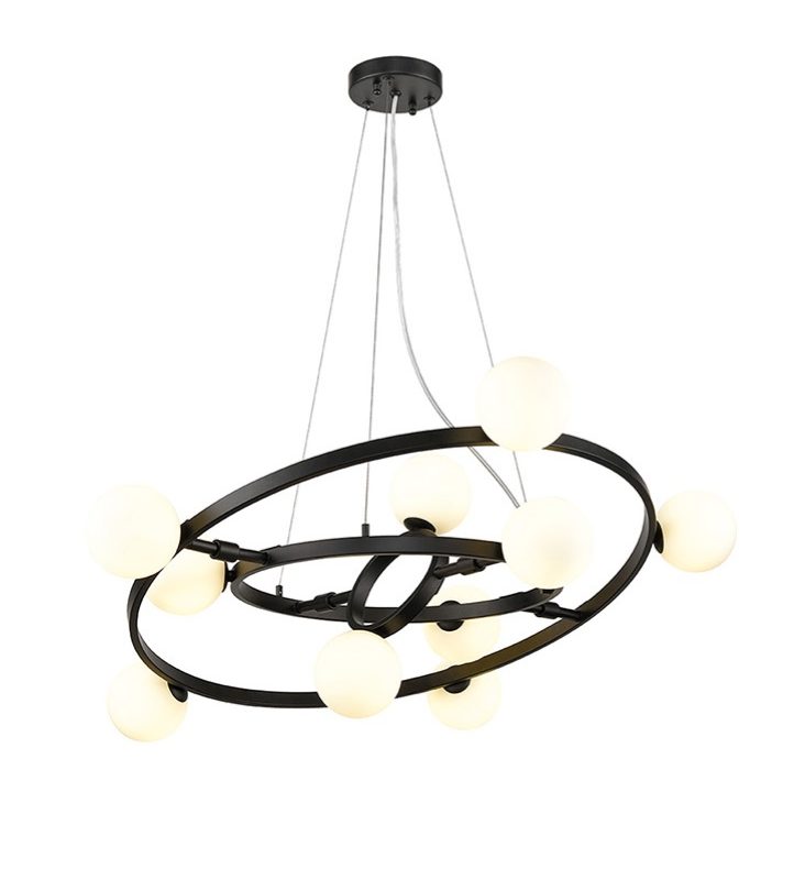 Franklite FL2449-10 Atomic 10 Light Matt Black Pendant