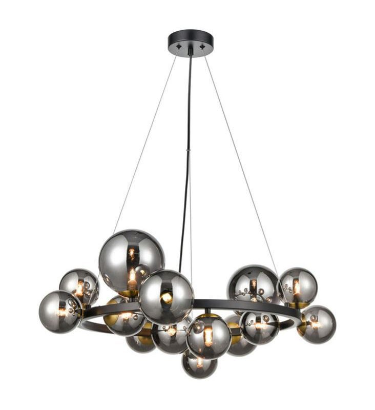 Franklite FL2457-14 Atmosphere 14 Light Matt Black Ceiling Pendant