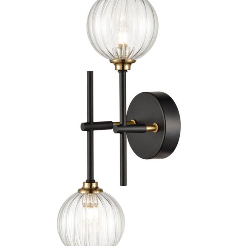 Franklite FL2463-2 Abstraction 2 Light Wall Light Matt Black/Brass