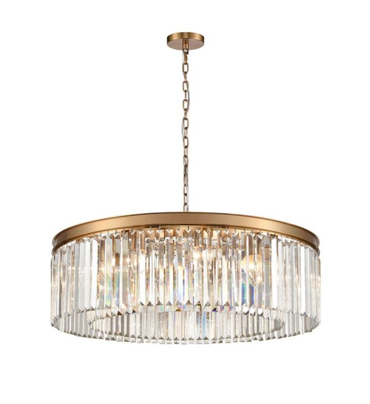 FL2465/10 Purdi 10 Light Brushed Brass Crystal Pendant
