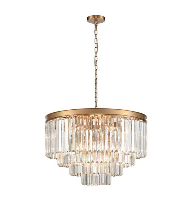 Franklite FL2465-20 Perdita 20 Light Brushed Brass Crystal Pendant
