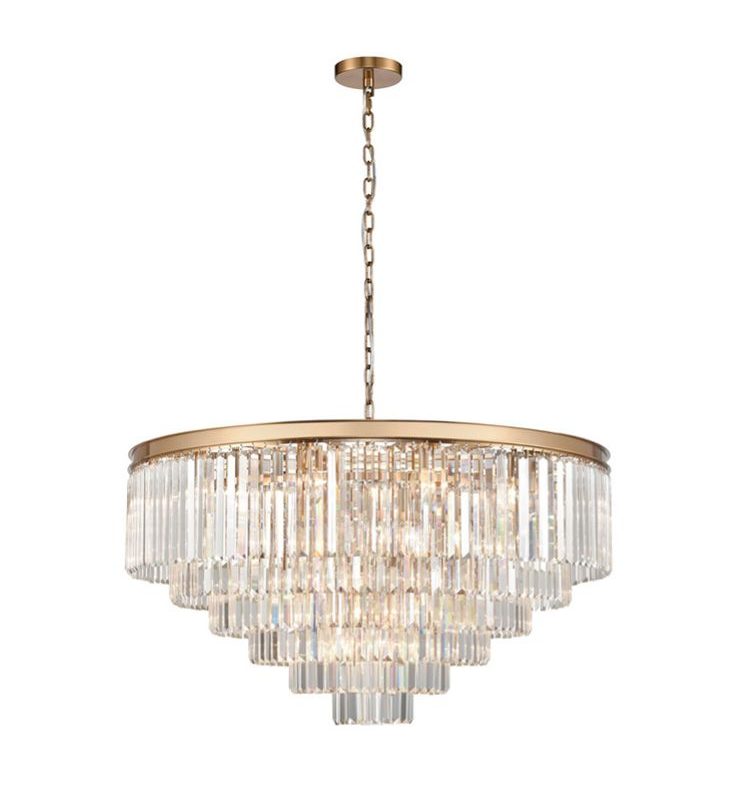 Franklite FL2465-30 Perdita 30 Light Brushed Brass Crystal Pendant