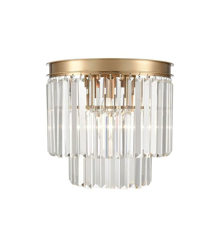 Franklite FL2465-3 Perdita 3 Light Brushed Brass Crystal Wall Light