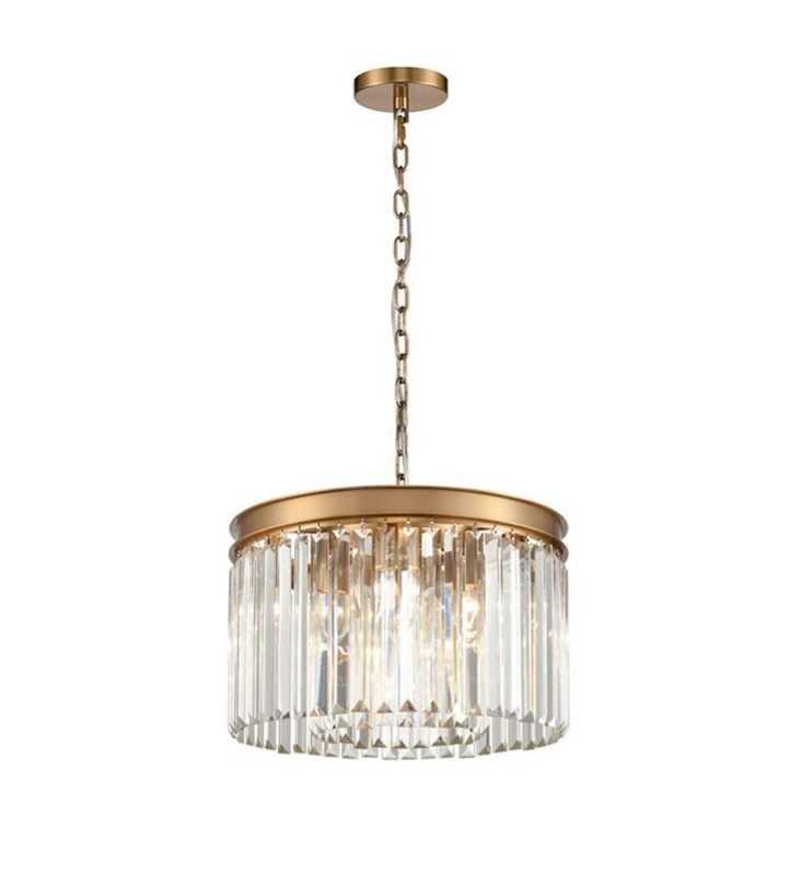 Franklite FL2465-5 Perdita 5 Light Brushed Brass Crystal Pendant