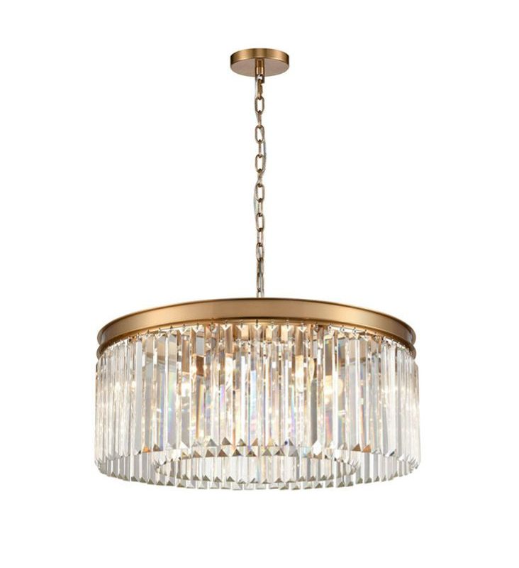 FL2465-8 Perdita 8 Light Brushed Brass Crystal Pendant