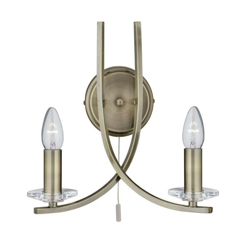 9141622AB Aspire 2 Light Antique Brass Wall Light