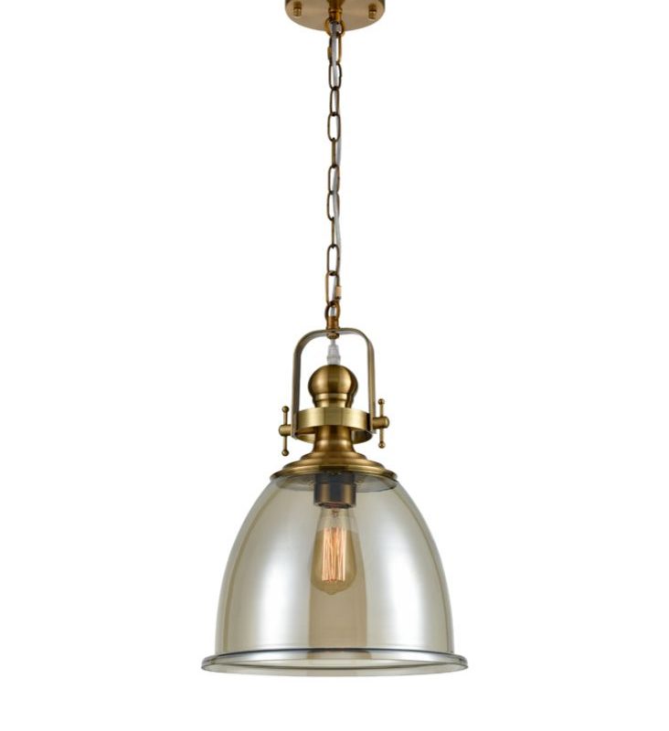 Gold pendant Amber glass