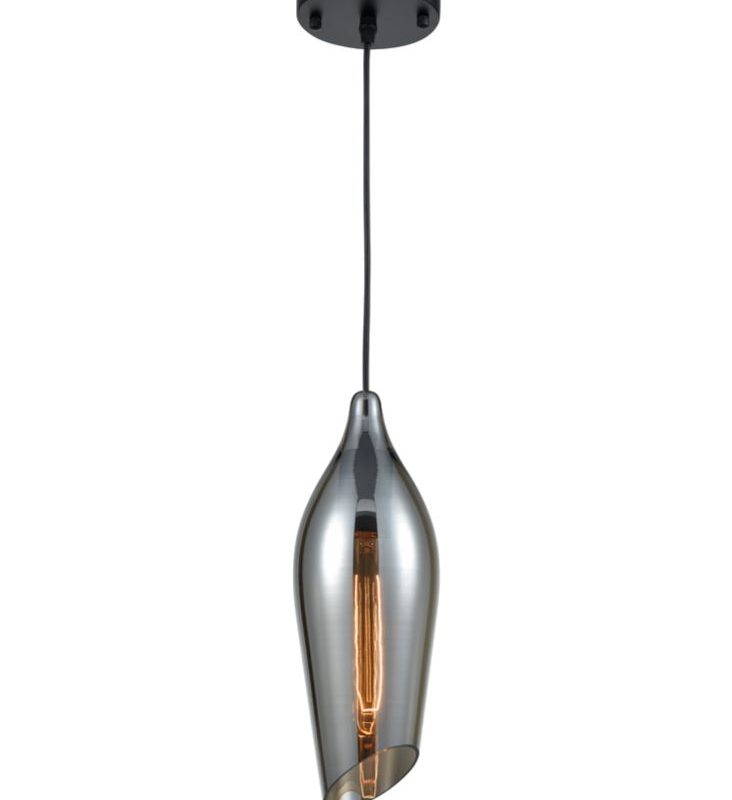 Medium single pendant matt black With Smoked Glass
