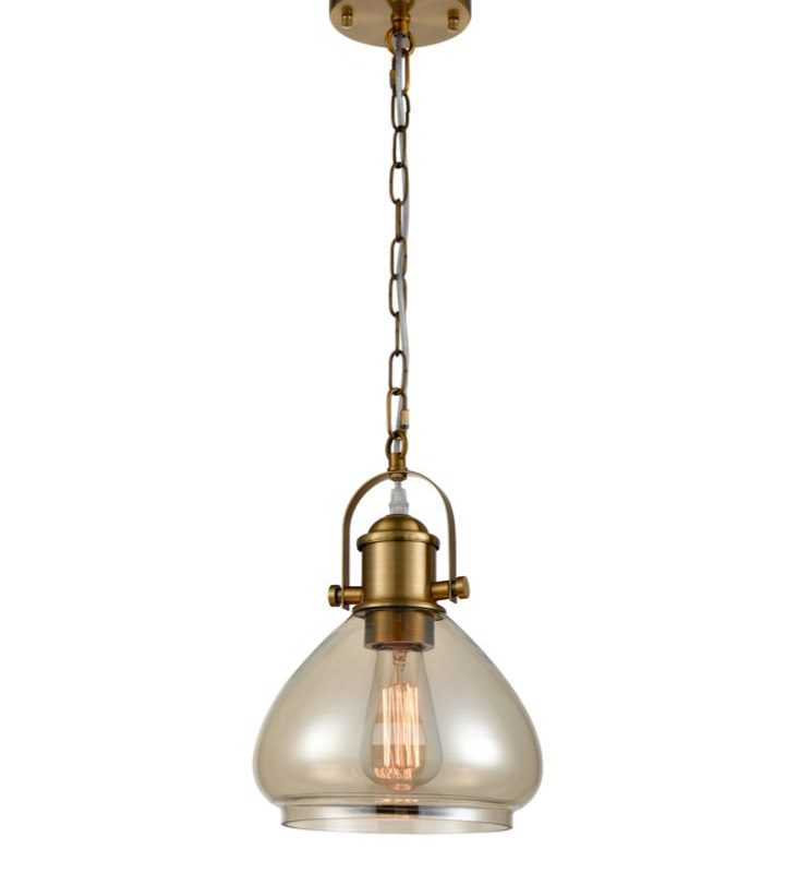 Gold pendant Amber glass