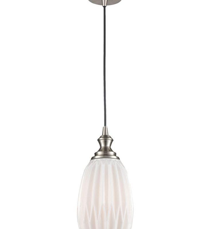 Single Pendant Satin Nickel Matt white