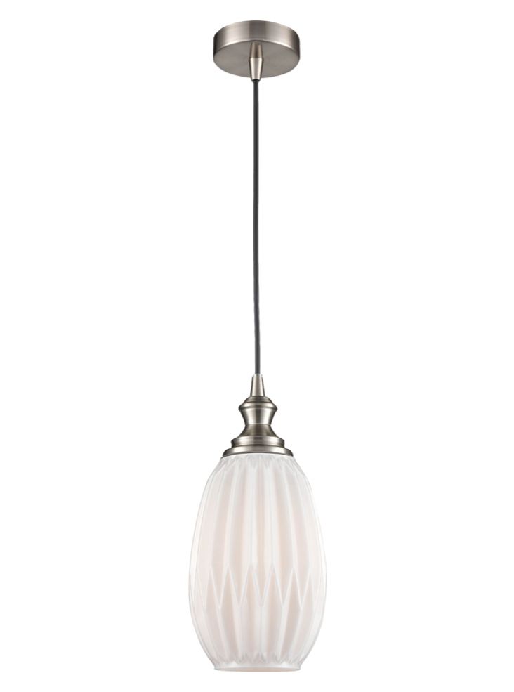 Single Pendant Satin Nickel Matt white