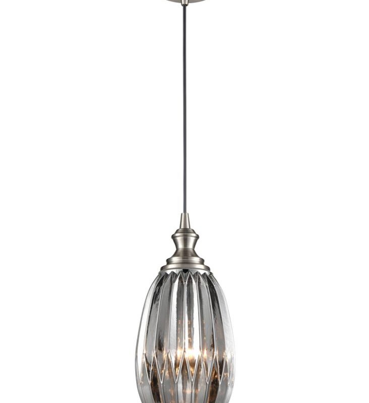 Single Pendant Satin Nickel Smoked Grey glass