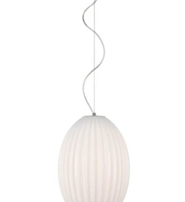 Large Single Pendant satin Nickel Opal Glass