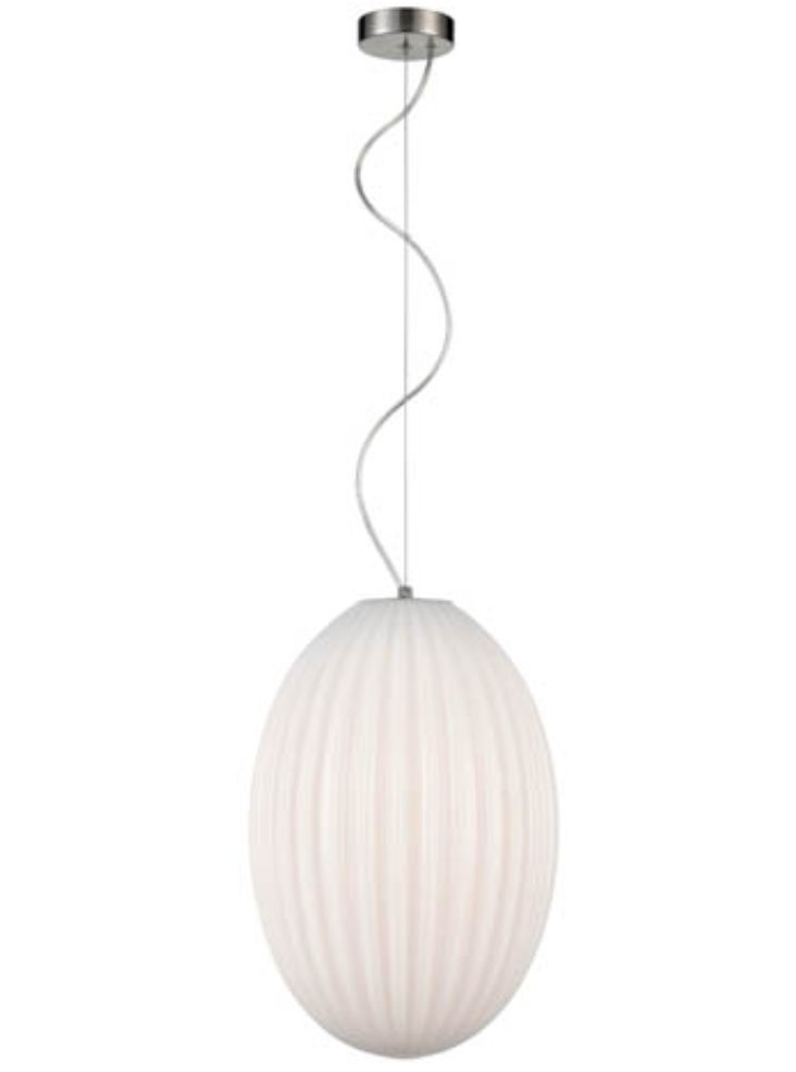 Large Single Pendant satin Nickel Opal Glass