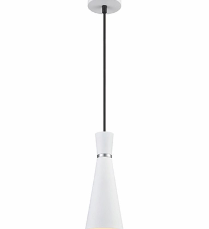 Slim single pendant satin white