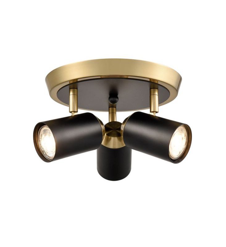Franklite SPOT9103 Hollywood 3 Light Ceiling Spotlight Black/Brushed Brass