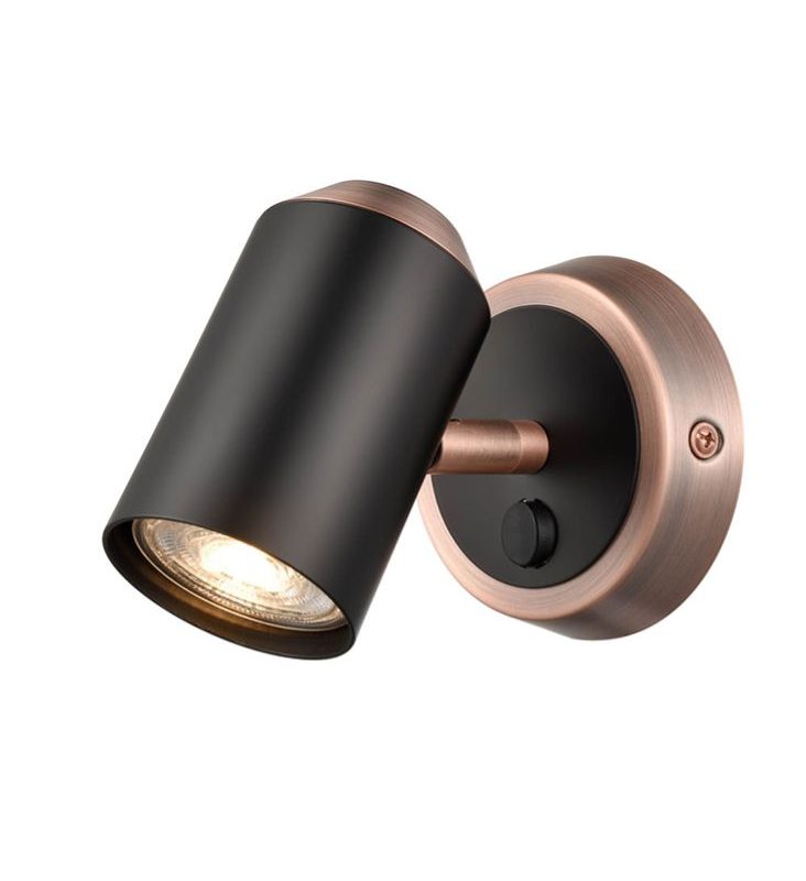 Franklite SPOT9061 Hollywood Single Light Spotlight Black/Brushed Copper