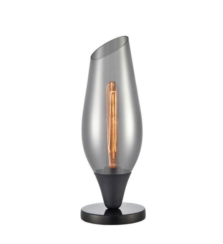 Franklite TL201 Taper 1 Light Modern Matt Table Lamp With Smoked Glass