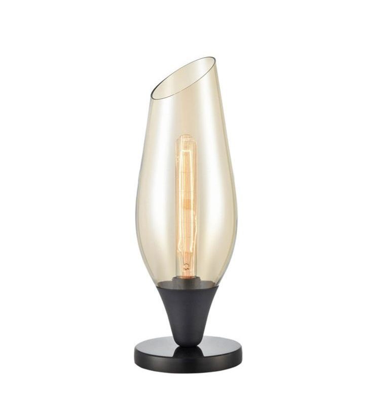 Franklite TL202 Taper 1 Light Modern Matt Table Lamp With Amber Glass