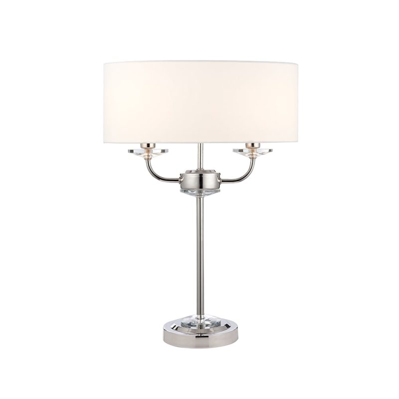 3160804 Abbey 2 Light Bright Nickel Table With Vintage White Shade
