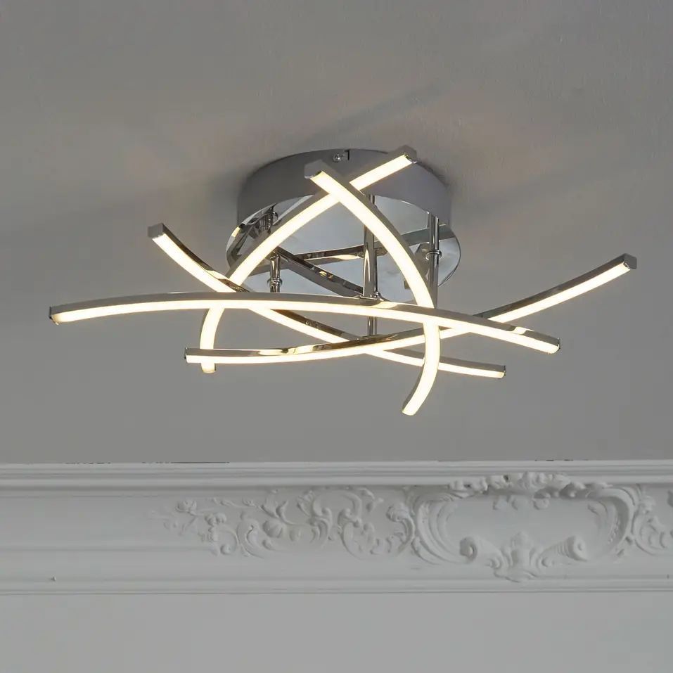 LED Ceiling Light | Criss Cross Chrome Light