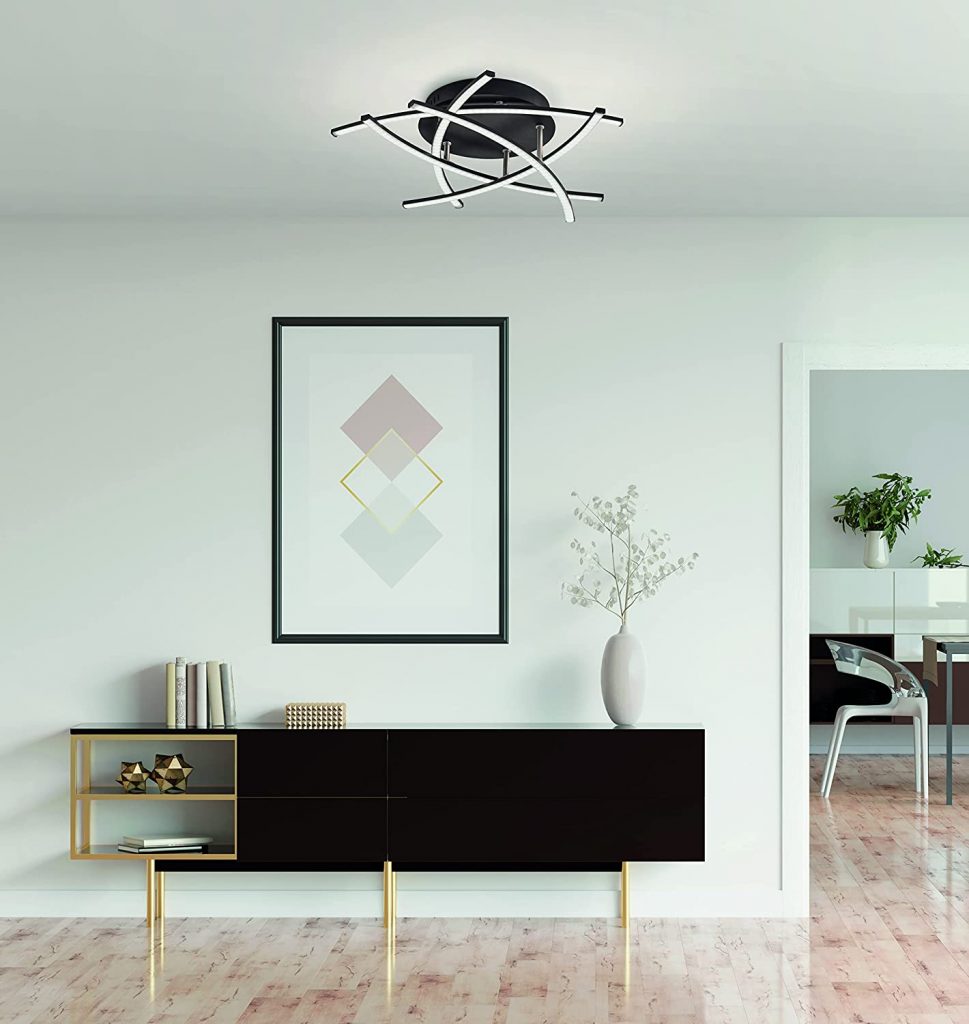 Criss Cross Matt Black LED Ceiling Light