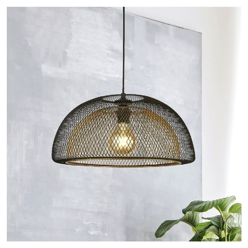 Matt Black and Gold Mesh Pendant