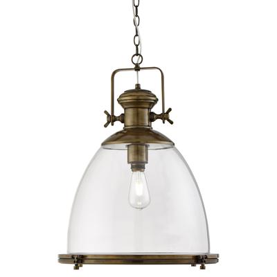 Industrial Style Glass Pendant Antique Brass