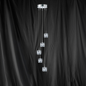 9167755LED Cube 5 Light Ceiling Pendant Chrome