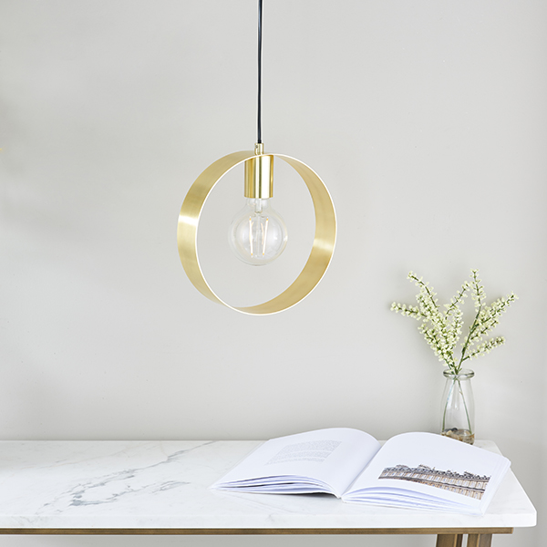 Round Brushed Brass Pendant