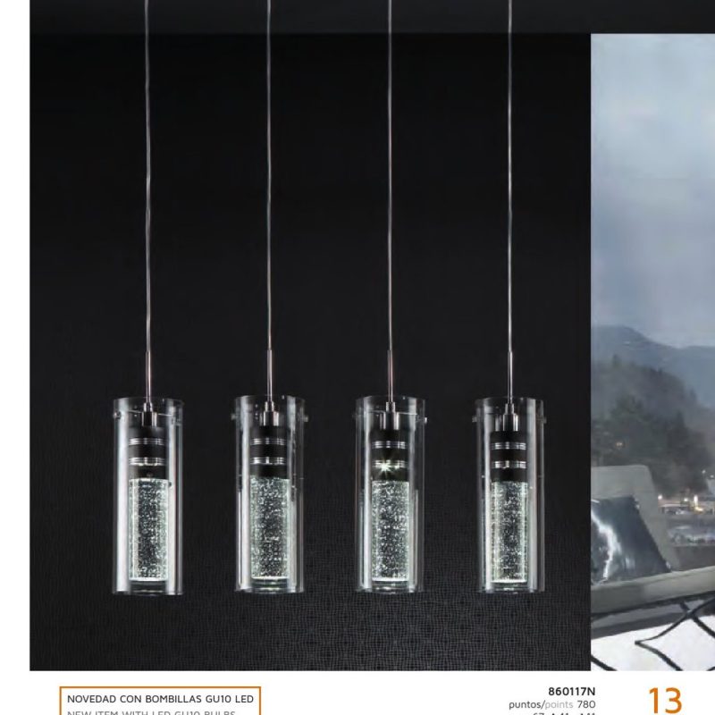 4 bar Bubble glass pendant