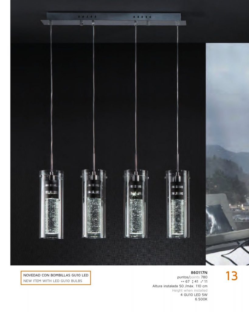 4 bar Bubble glass pendant