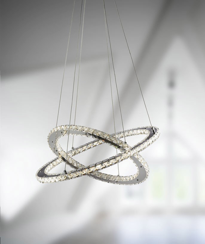Led Pendant Light | Twin Ring Crystal Pendant