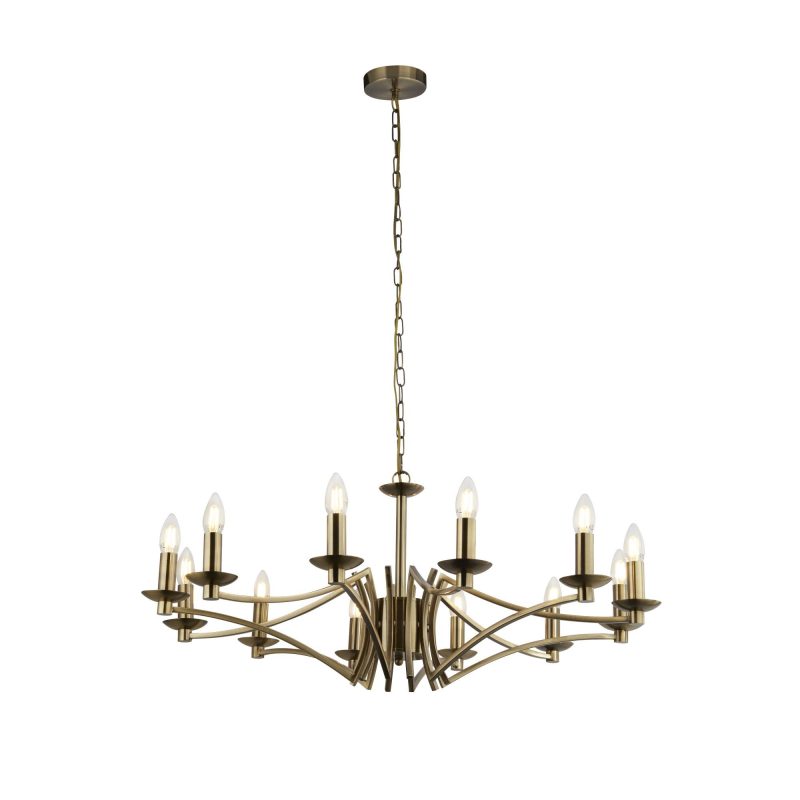 914131212AB York 12 Light Antique Brass Chandelier