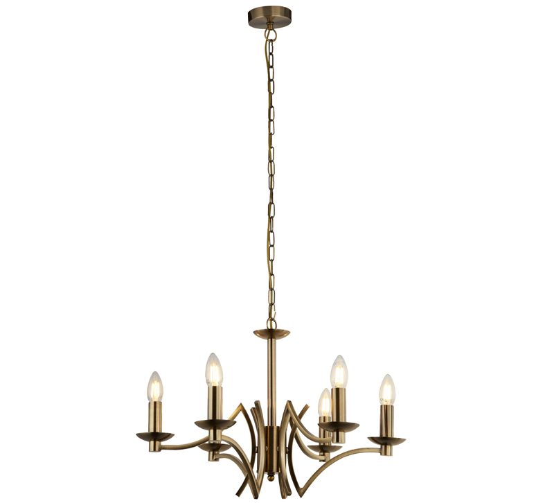 91413126AB York 6 Light Antique Brass Chandelier